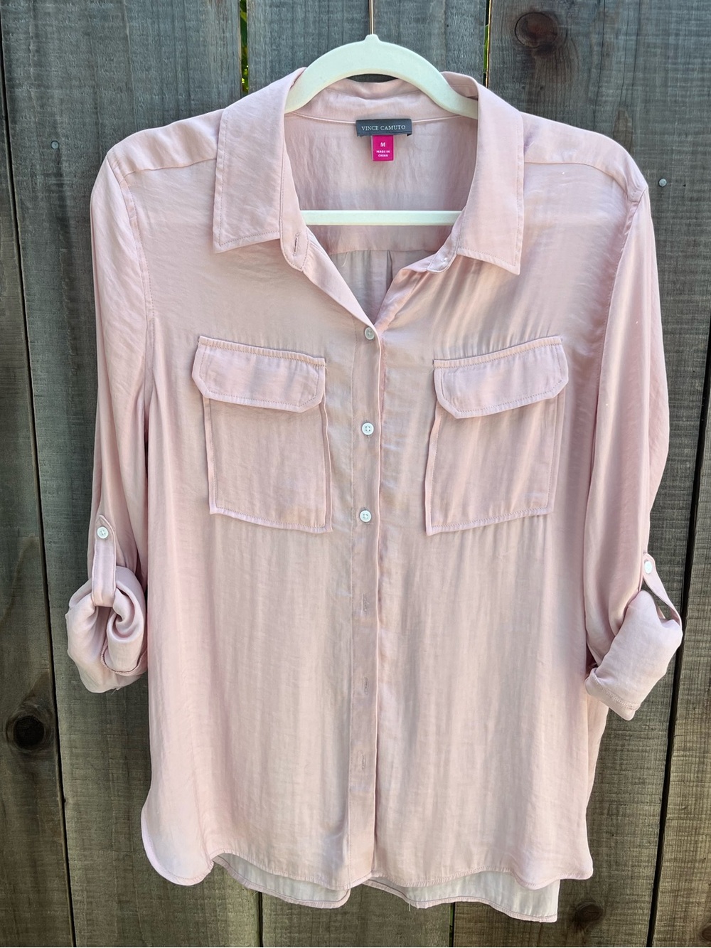 Vince Camuto Women's Long Sleeve Blouse pink Button Up Size Med